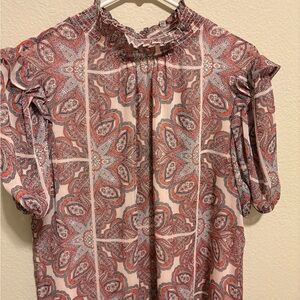 Tommy Hilfiger Red and White Paisley Blouse